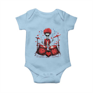 Valentine's Day Baby Onesie Cool Skeleton Drummer Rock Lover TS09 Light Blue Print Your Wear