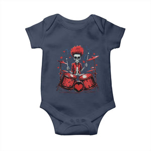 Valentine's Day Baby Onesie Cool Skeleton Drummer Rock Lover TS09 Navy Print Your Wear