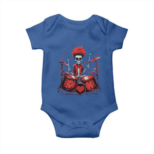 Valentine's Day Baby Onesie Cool Skeleton Drummer Rock Lover TS09 Royal Blue Print Your Wear