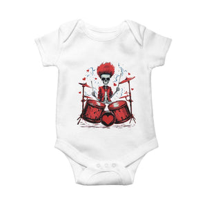 Valentine's Day Baby Onesie Cool Skeleton Drummer Rock Lover TS09 White Print Your Wear