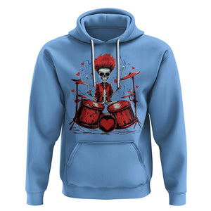 Valentine's Day Hoodie Cool Skeleton Drummer Rock Lover TS09 Carolina Blue Printyourwear