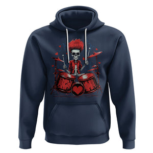 Valentine's Day Hoodie Cool Skeleton Drummer Rock Lover TS09 Navy Printyourwear
