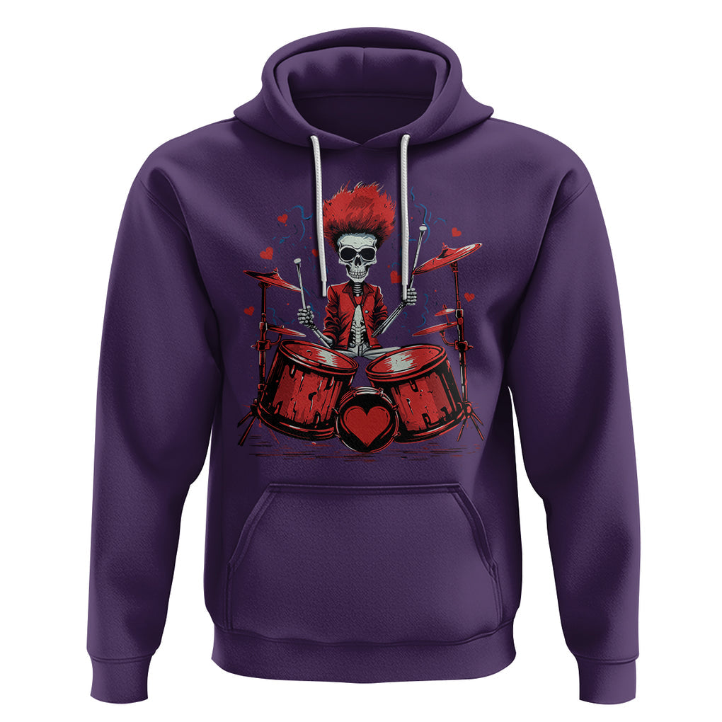 Valentine's Day Hoodie Cool Skeleton Drummer Rock Lover TS09 Purple Printyourwear