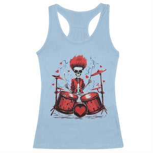 Valentine's Day Racerback Tank Top Cool Skeleton Drummer Rock Lover TS09 Light Blue Print Your Wear