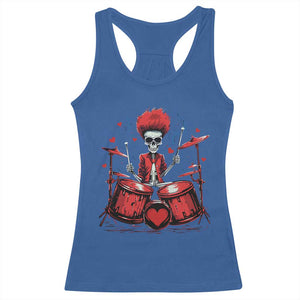 Valentine's Day Racerback Tank Top Cool Skeleton Drummer Rock Lover TS09 Royal Blue Print Your Wear