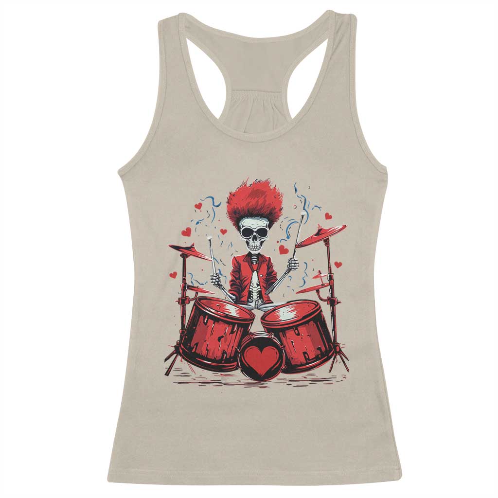 Valentine's Day Racerback Tank Top Cool Skeleton Drummer Rock Lover TS09 Sand Print Your Wear