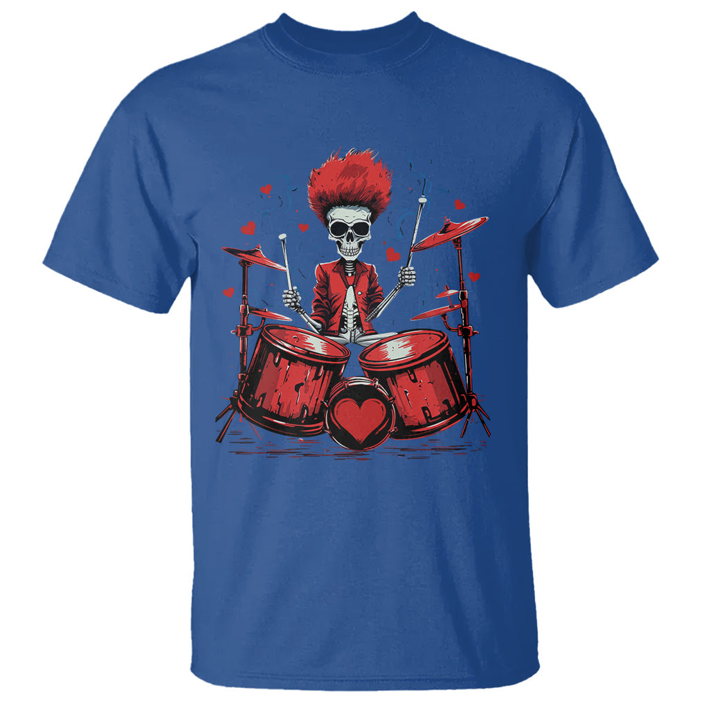Valentine's Day T Shirt Cool Skeleton Drummer Rock Lover TS09 Royal Blue Printyourwear