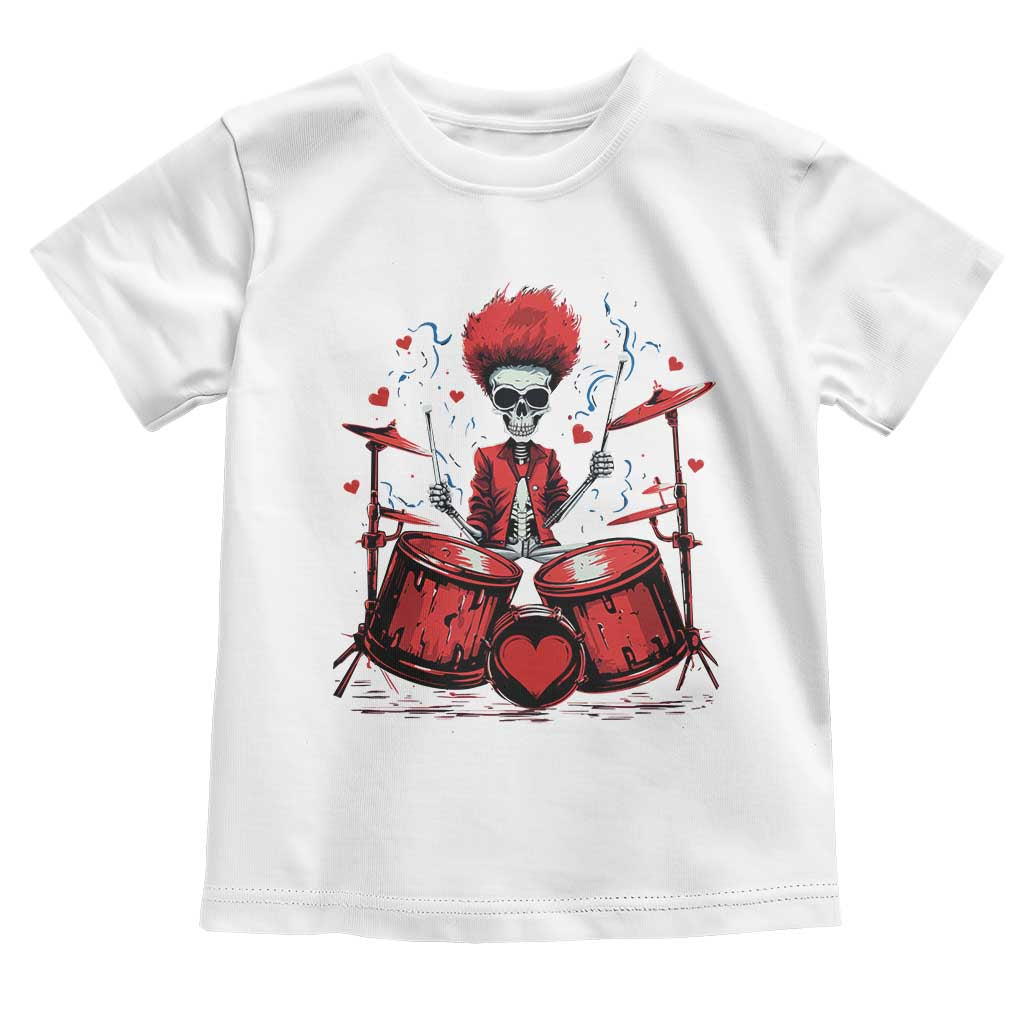 Valentine's Day Toddler T Shirt Cool Skeleton Drummer Rock Lover TS09 White Print Your Wear