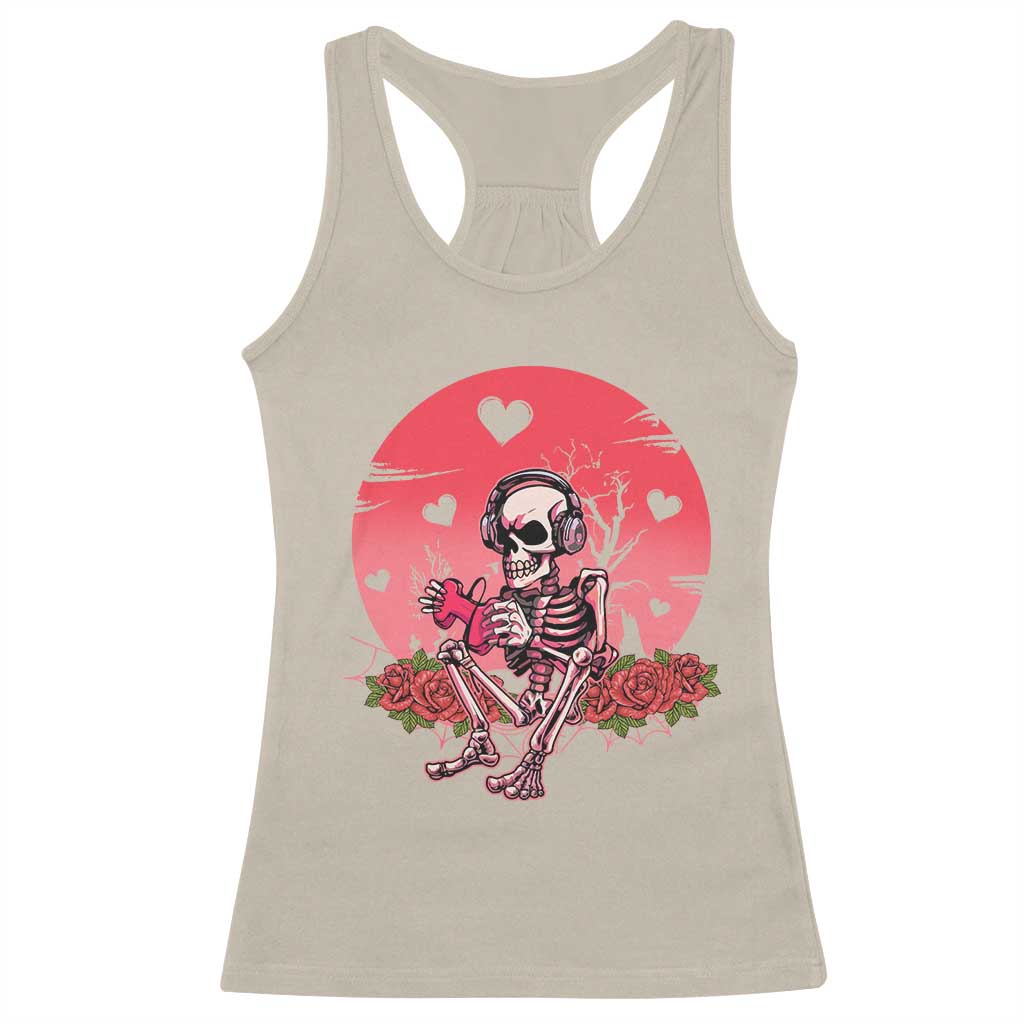 Anti Valentine's Day Racerback Tank Top Skeleton Gamer Video Game TS09 Sand Print Your Wear