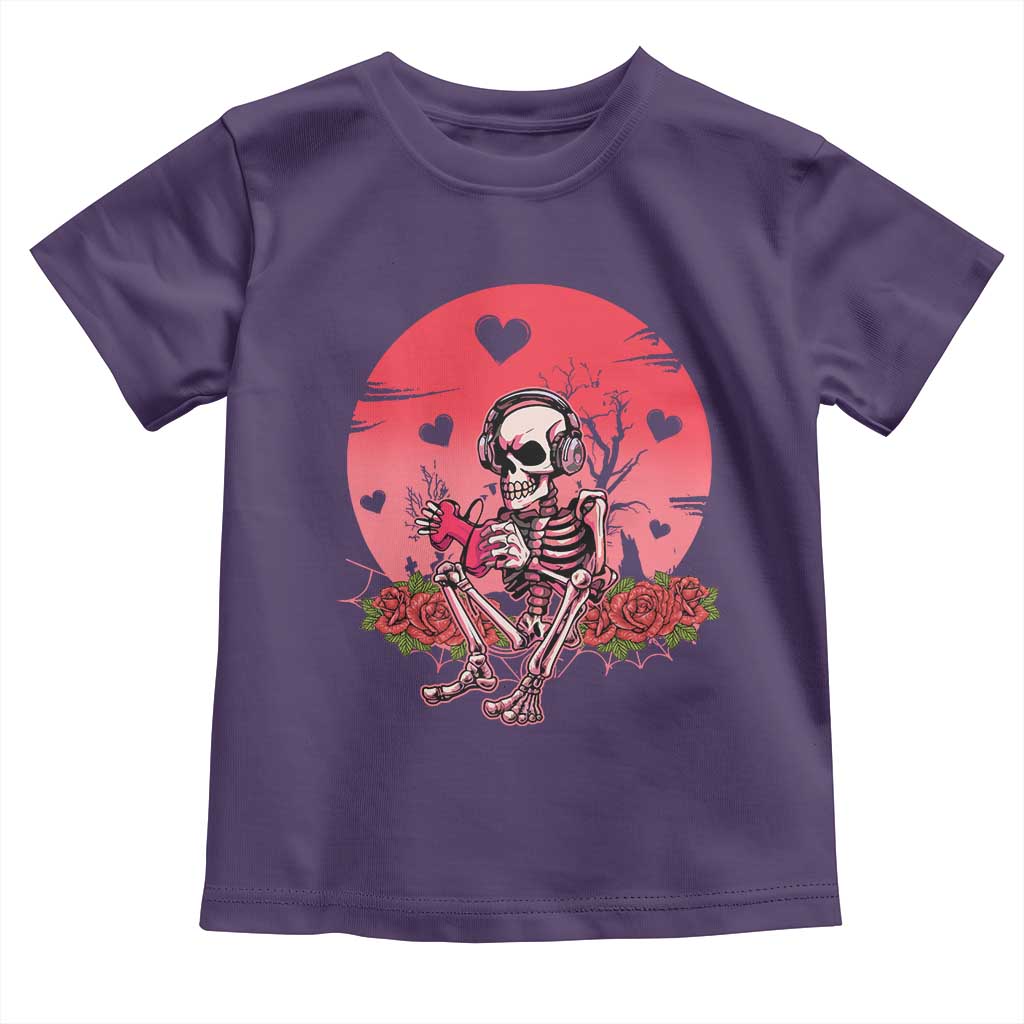 Anti Valentine's Day Toddler T Shirt Skeleton Gamer Video Game TS09 Purple Print Your Wear