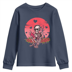Anti Valentine's Day Youth Sweatshirt Skeleton Gamer Video Game TS09 Navy Print Your Wear