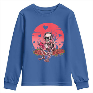 Anti Valentine's Day Youth Sweatshirt Skeleton Gamer Video Game TS09 Royal Blue Print Your Wear