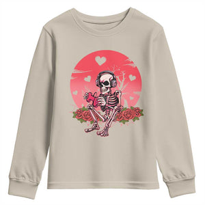 Anti Valentine's Day Youth Sweatshirt Skeleton Gamer Video Game TS09 Sand Print Your Wear