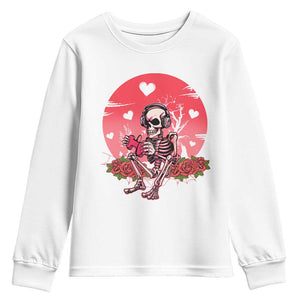 Anti Valentine's Day Youth Sweatshirt Skeleton Gamer Video Game TS09 White Print Your Wear