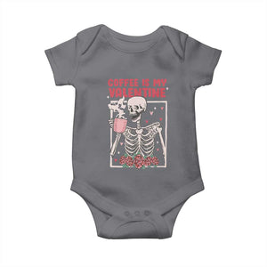 Valentine's Day Baby Onesie Coffee Is My Valentine Funny Skeleton TS09 Charcoal Print Your Wear