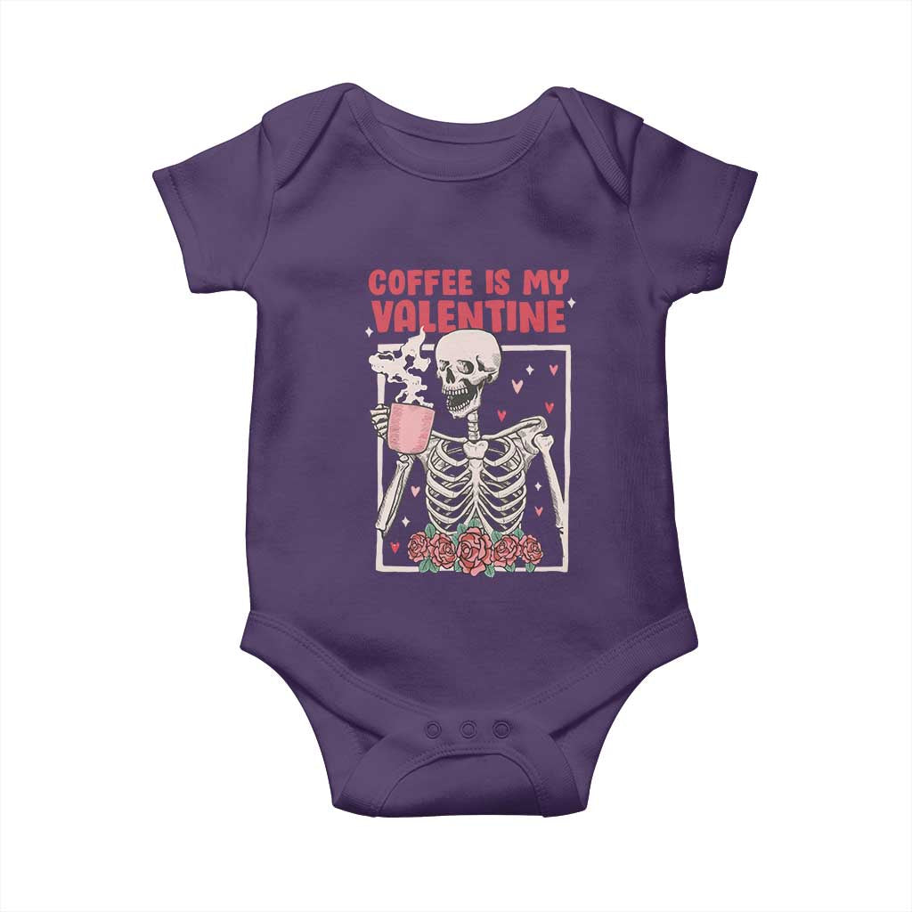 Valentine's Day Baby Onesie Coffee Is My Valentine Funny Skeleton TS09 Purple Print Your Wear