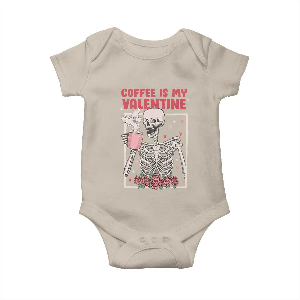 Valentine's Day Baby Onesie Coffee Is My Valentine Funny Skeleton TS09 Sand Print Your Wear