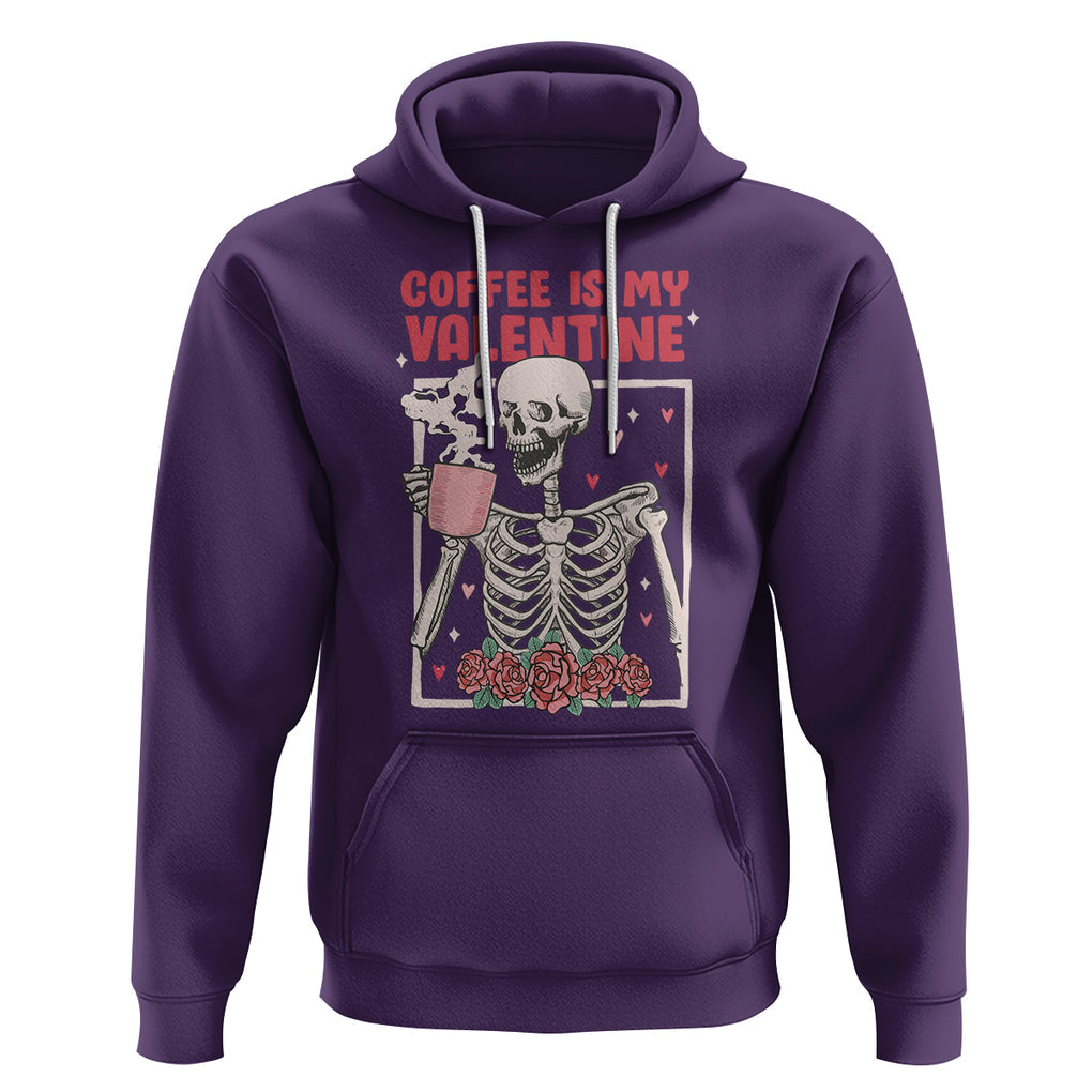 Valentine's Day Hoodie Coffee Is My Valentine Funny Skeleton TS09 Purple Printyourwear