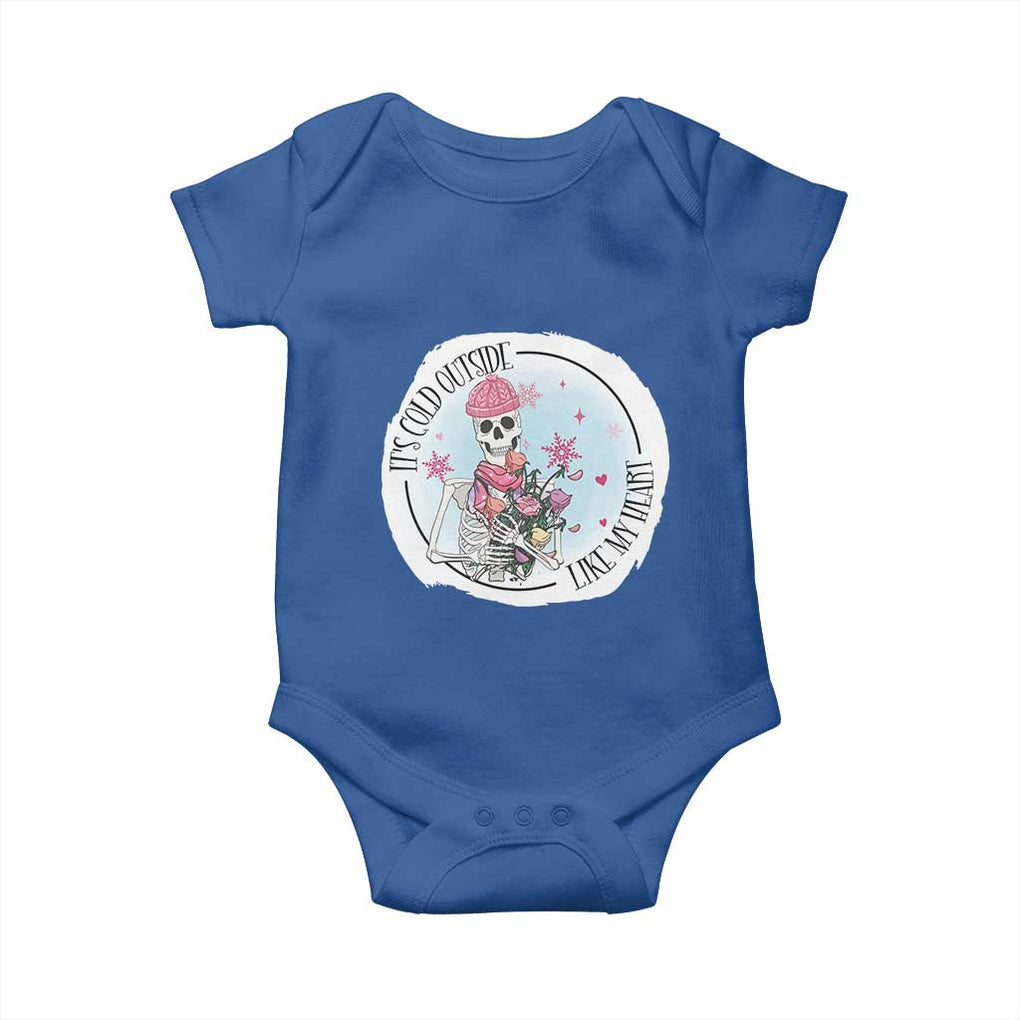 Anti Valentine Baby Onesie It's Cold Outside Like My Heart Skeleton Single Day TS09 Royal Blue Print Your Wear