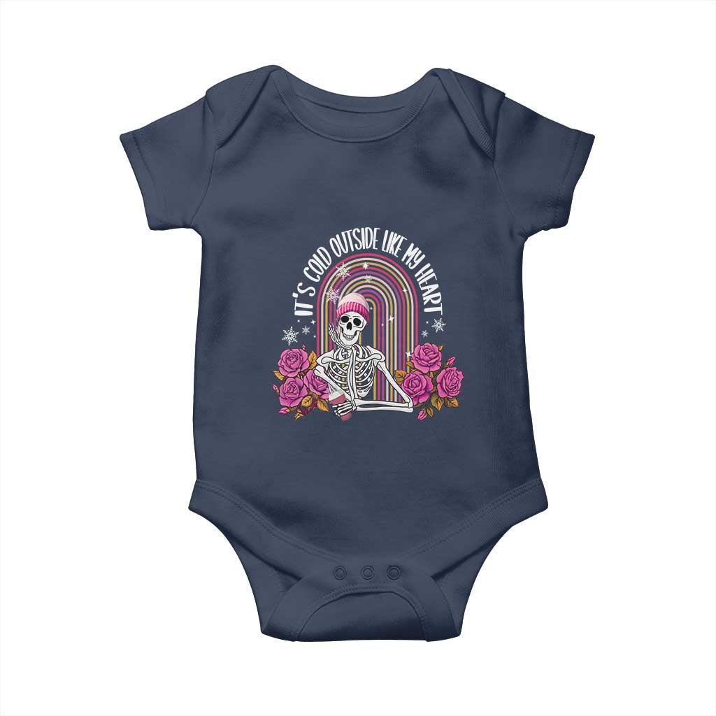 Anti Valentine's Day Baby Onesie It's Cold Outside Like My Heart Skeleton TS09 Navy Print Your Wear