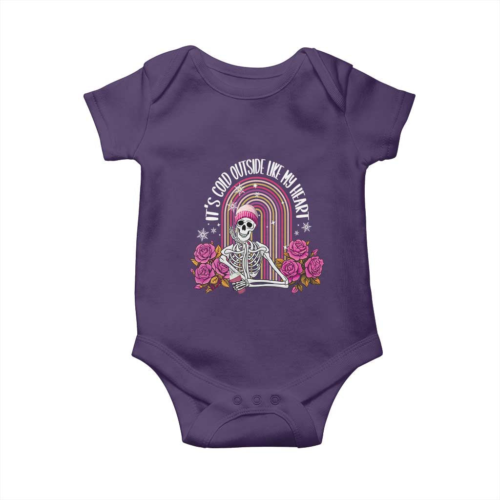 Anti Valentine's Day Baby Onesie It's Cold Outside Like My Heart Skeleton TS09 Purple Print Your Wear