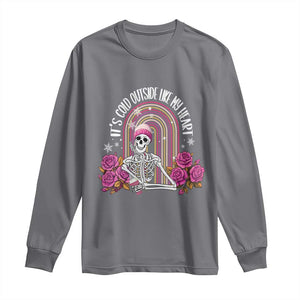 Anti Valentine's Day Long Sleeve Shirt It's Cold Outside Like My Heart Skeleton TS09 Charcoal Print Your Wear