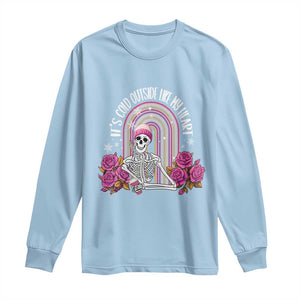 Anti Valentine's Day Long Sleeve Shirt It's Cold Outside Like My Heart Skeleton TS09 Light Blue Print Your Wear