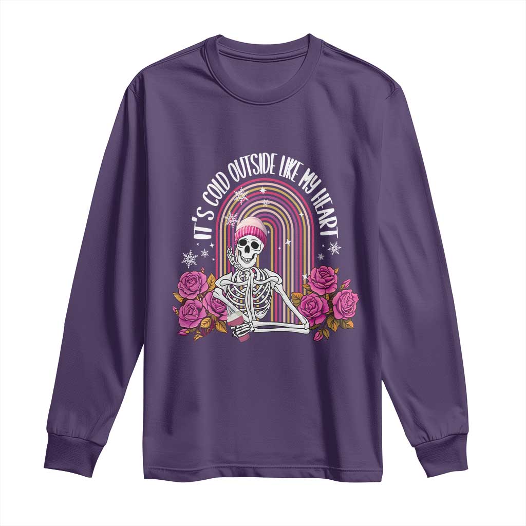 Anti Valentine's Day Long Sleeve Shirt It's Cold Outside Like My Heart Skeleton TS09 Purple Print Your Wear