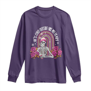 Anti Valentine's Day Long Sleeve Shirt It's Cold Outside Like My Heart Skeleton TS09 Purple Print Your Wear