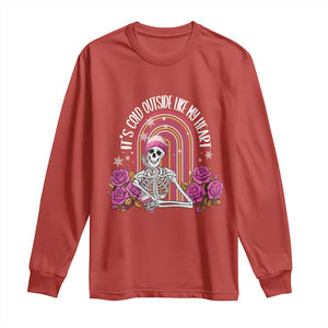 Anti Valentine's Day Long Sleeve Shirt It's Cold Outside Like My Heart Skeleton TS09 Red Print Your Wear