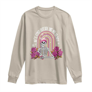 Anti Valentine's Day Long Sleeve Shirt It's Cold Outside Like My Heart Skeleton TS09 Sand Print Your Wear