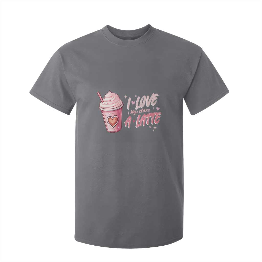 Valentine's Day T Shirt For Kid I Love My Class A Latte Teacher Coffee Lover TS09 Charcoal Print Your Wear