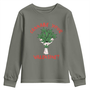 Cannabe Your Valentine 420 Cannabis Bouquet Marijuana Weed Flower Youth Sweatshirt TS09 Military Green Print Your Wear