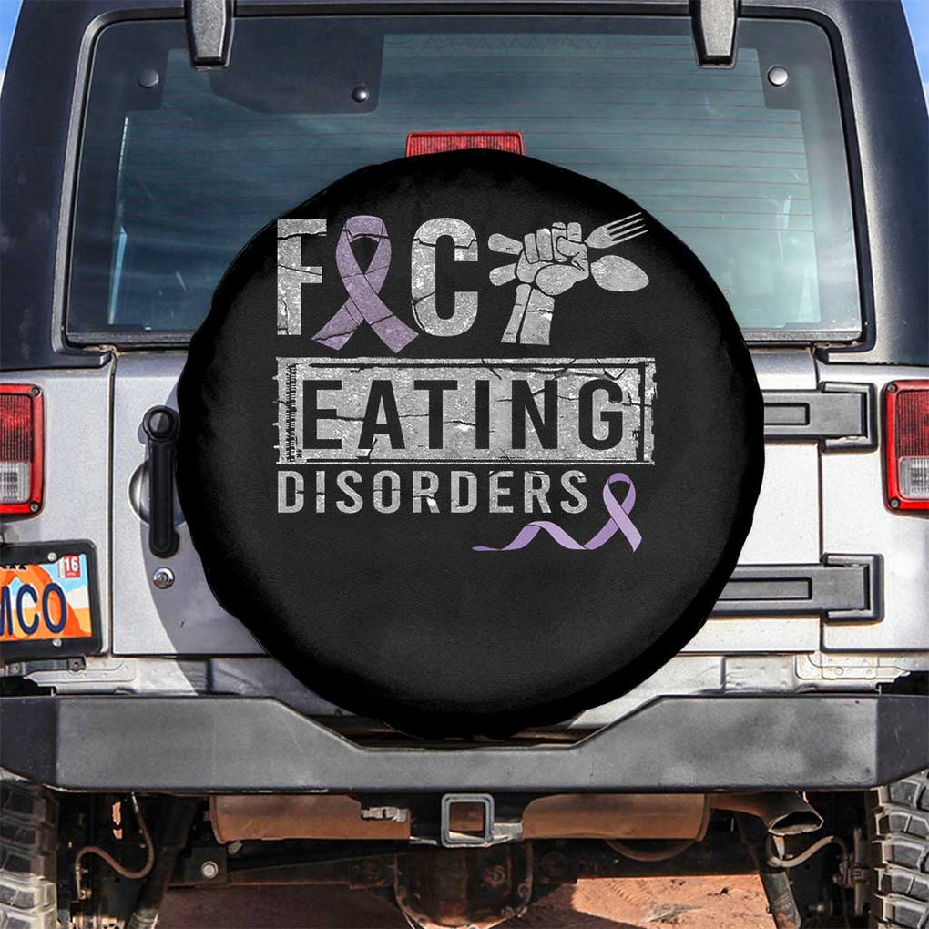 Anorexia Awareness Spare Tire Cover FxxK Eating Disorders Purple Ribbon TS09 No hole Black Print Your Wear
