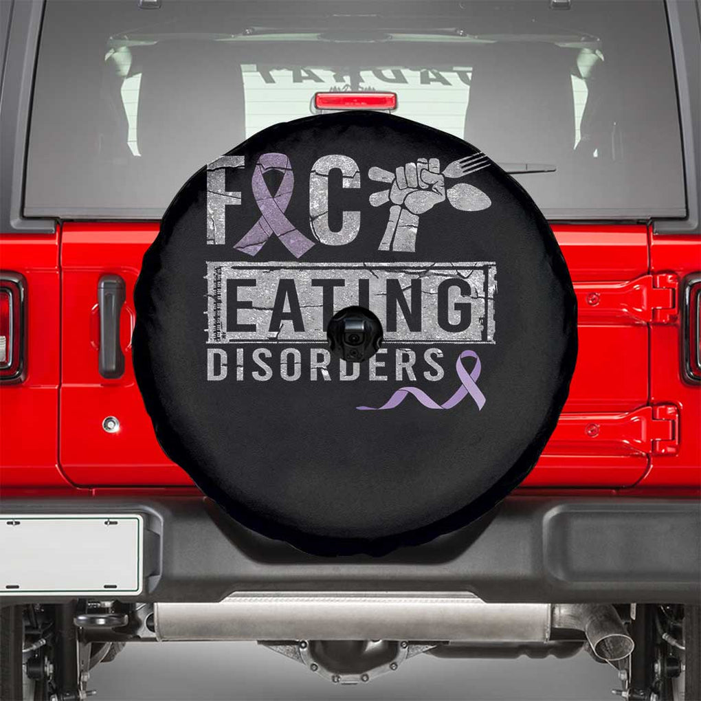 Anorexia Awareness Spare Tire Cover FxxK Eating Disorders Purple Ribbon TS09 Black Print Your Wear
