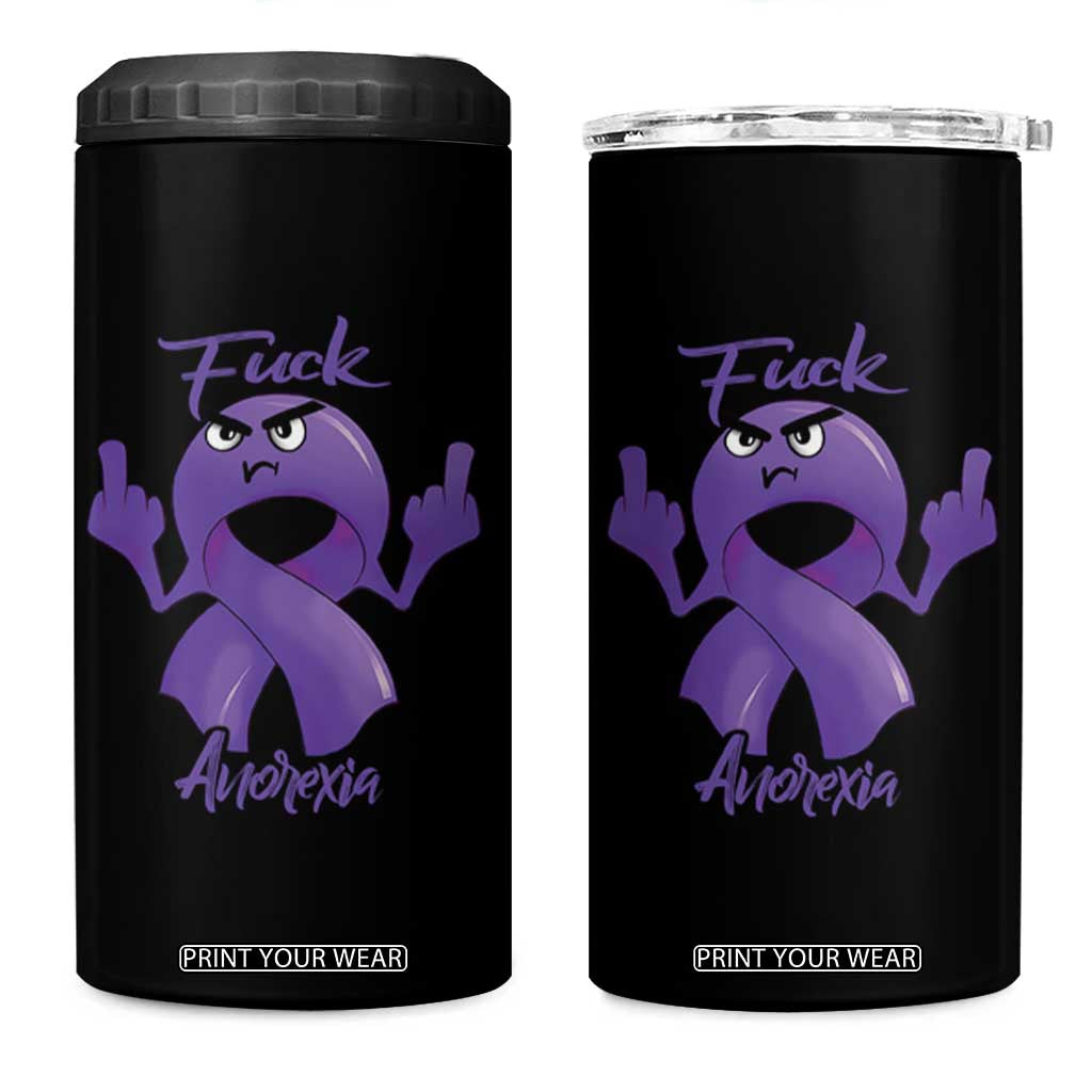 FxxK Anorexia Eating Disorder Purple Ribbon Mental Health Awareness 4 in 1 Can Cooler Tumbler TS09 One Size: 16 oz Black Print Your Wear