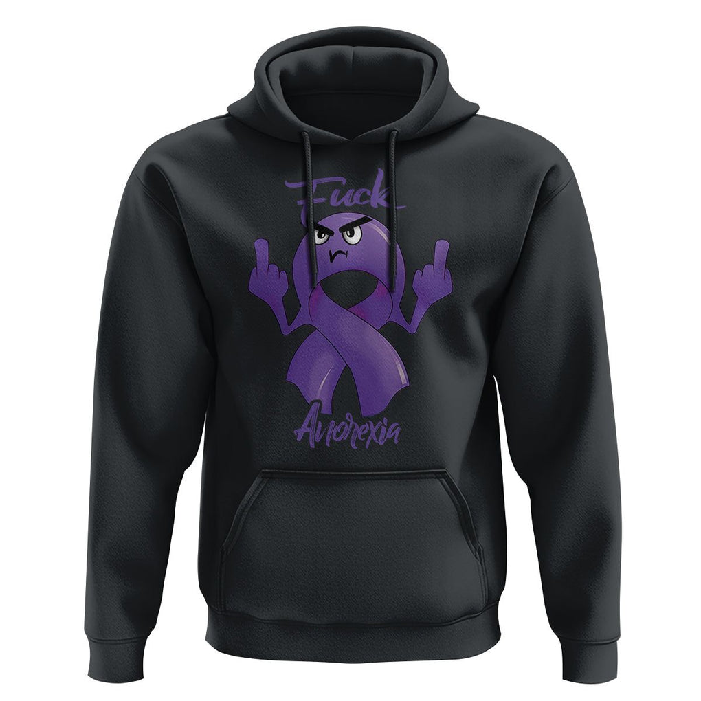 FxxK Anorexia Eating Disorder Purple Ribbon Mental Health Awareness Hoodie TS09 Black Printyourwear