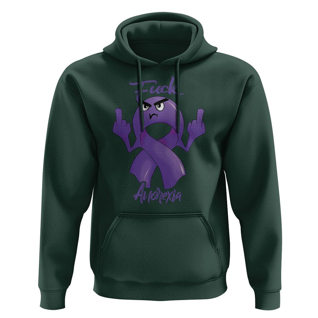 FxxK Anorexia Eating Disorder Purple Ribbon Mental Health Awareness Hoodie TS09 Dark Forest Green Printyourwear