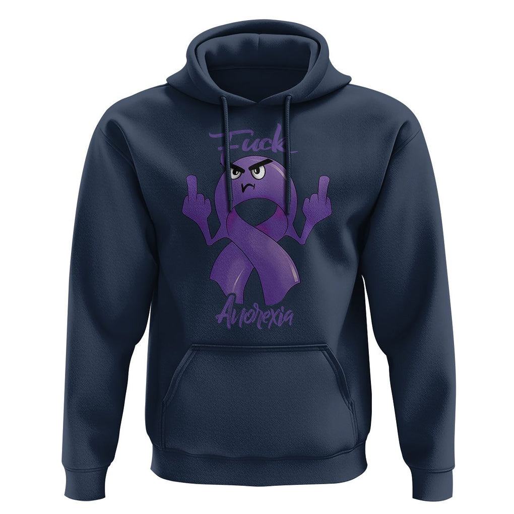 FxxK Anorexia Eating Disorder Purple Ribbon Mental Health Awareness Hoodie TS09 Navy Printyourwear