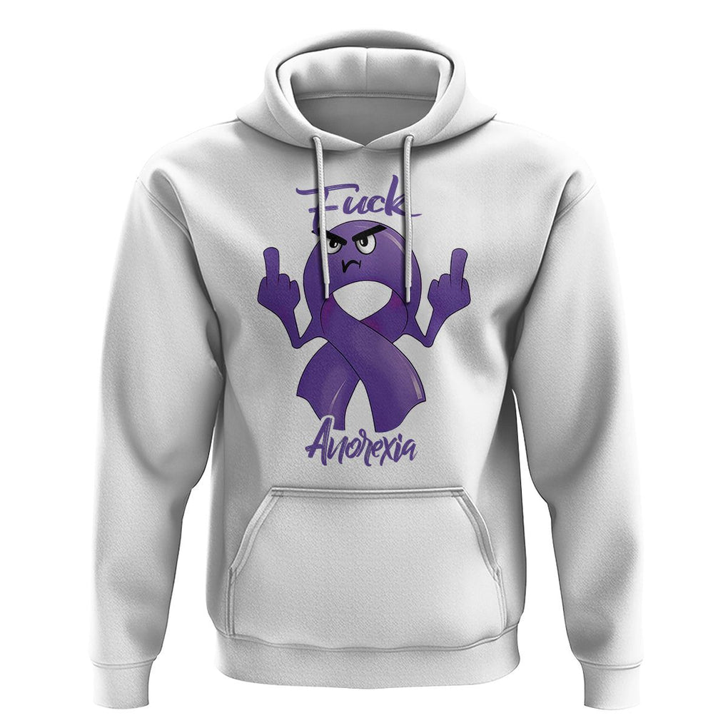 FxxK Anorexia Eating Disorder Purple Ribbon Mental Health Awareness Hoodie TS09 White Printyourwear