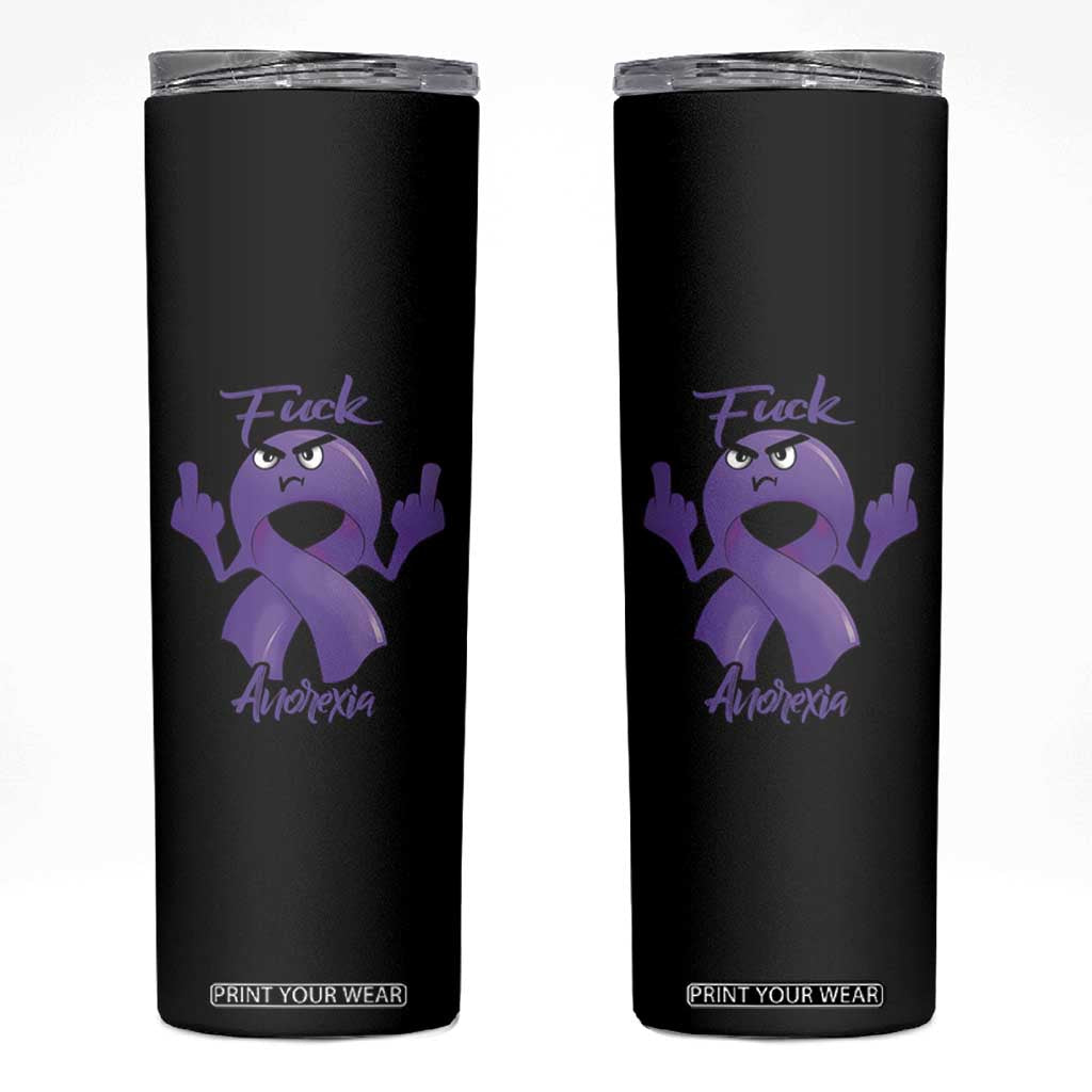 FxxK Anorexia Eating Disorder Purple Ribbon Mental Health Awareness Skinny Tumbler TS09 Black Print Your Wear