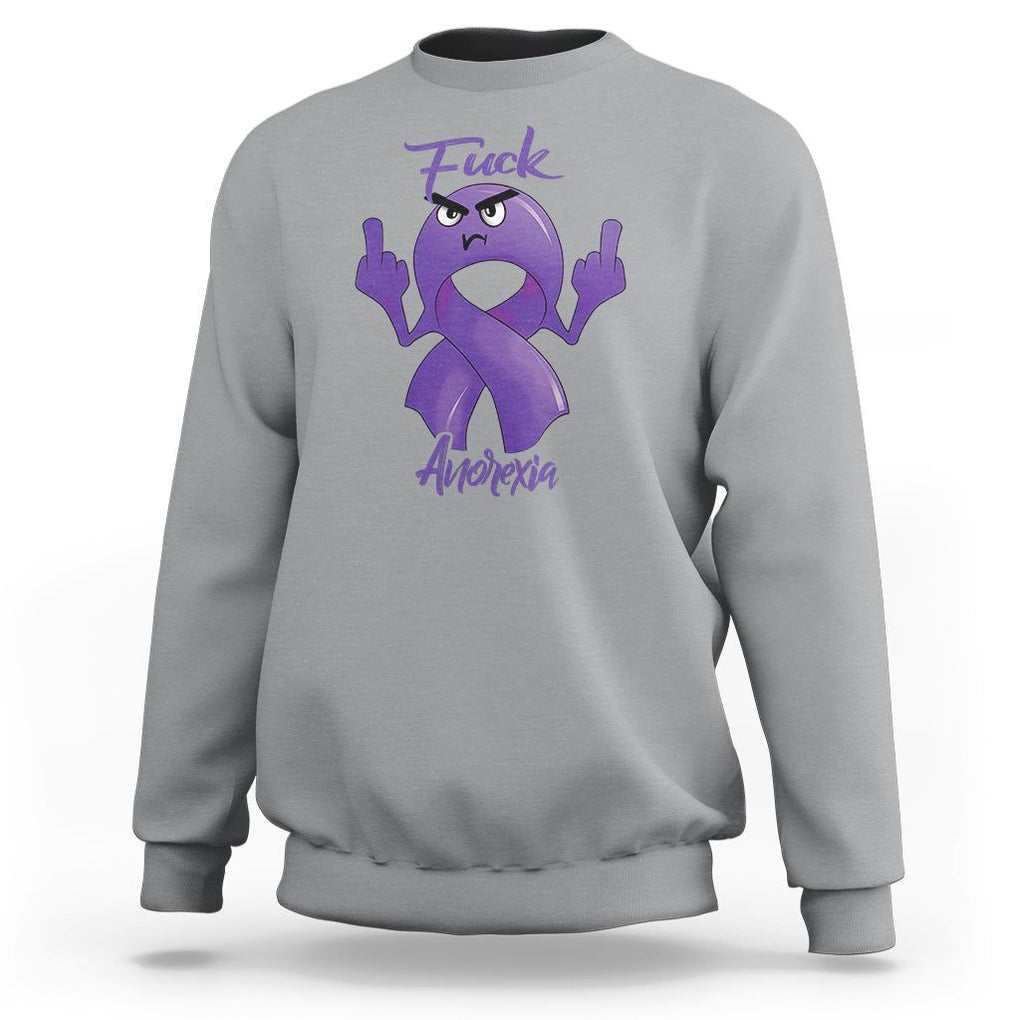 FxxK Anorexia Eating Disorder Purple Ribbon Mental Health Awareness Sweatshirt TS09 Sport Gray Printyourwear