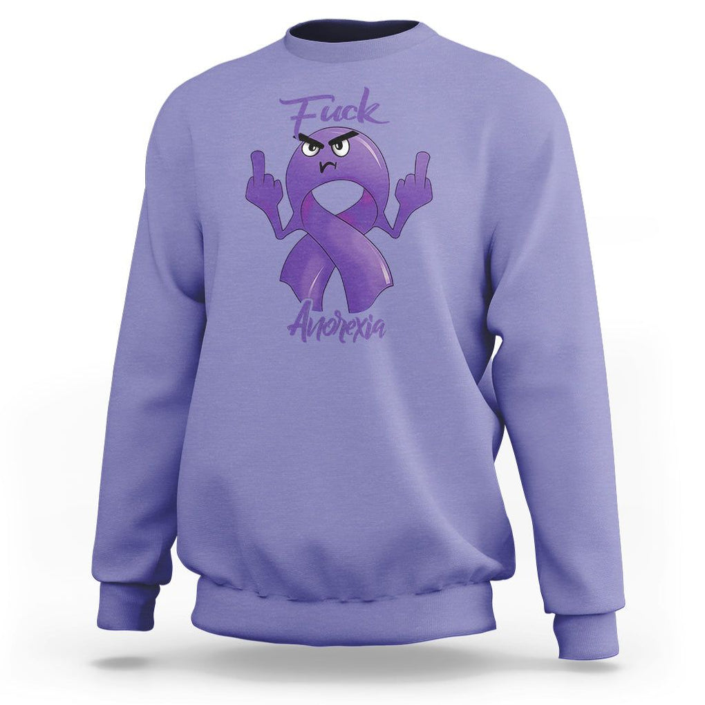 FxxK Anorexia Eating Disorder Purple Ribbon Mental Health Awareness Sweatshirt TS09 Violet Printyourwear