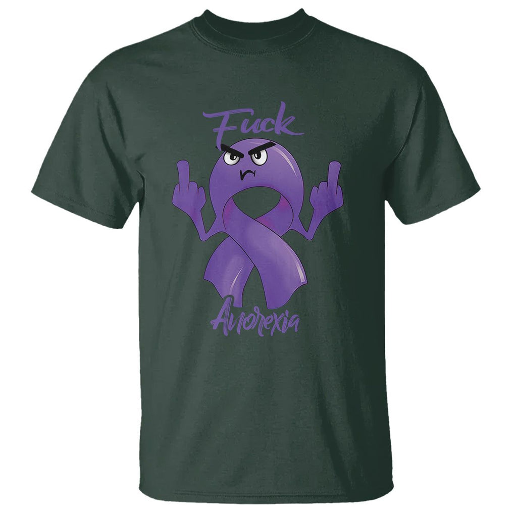 FxxK Anorexia Eating Disorder Purple Ribbon Mental Health Awareness T Shirt TS09 Dark Forest Green Printyourwear