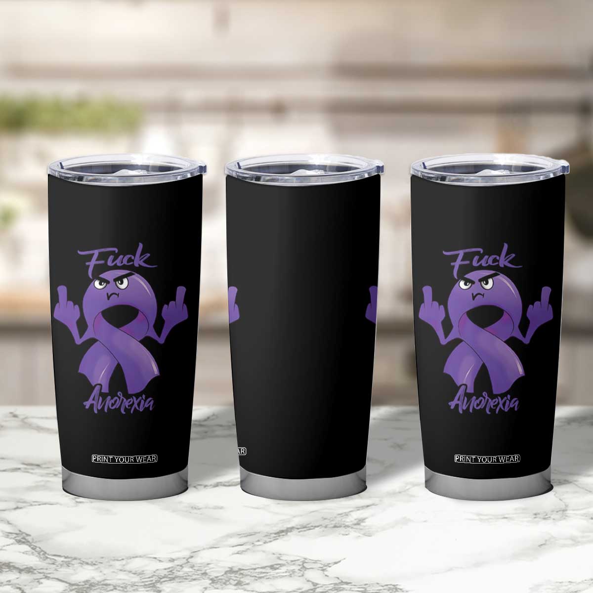 FxxK Anorexia Eating Disorder Purple Ribbon Mental Health Awareness Tumbler Cup TS09 Print Your Wear