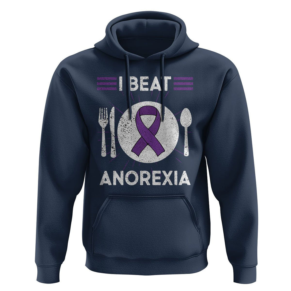 I Beat Anorexia Purple Ribbon Eating Disorder Hoodie TS09 Navy Printyourwear