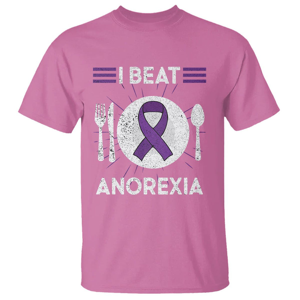 I Beat Anorexia Purple Ribbon Eating Disorder T Shirt TS09 Azalea Printyourwear