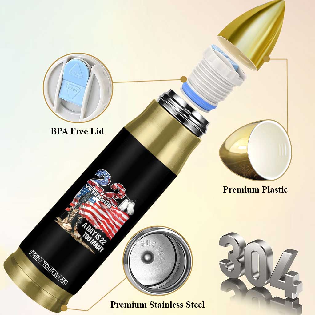 Veteran Suicide Awareness Bullet Tumbler 22 Veterans A Day Too Many PTSD TS09 Print Your Wear