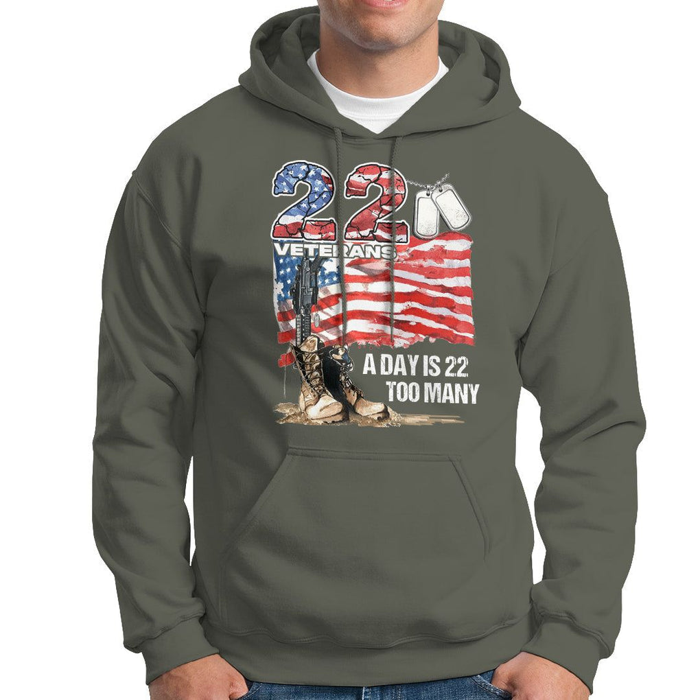 Veteran Suicide Awareness Hoodie 22 Veterans A Day Too Many PTSD TS09 Military Green Printyourwear