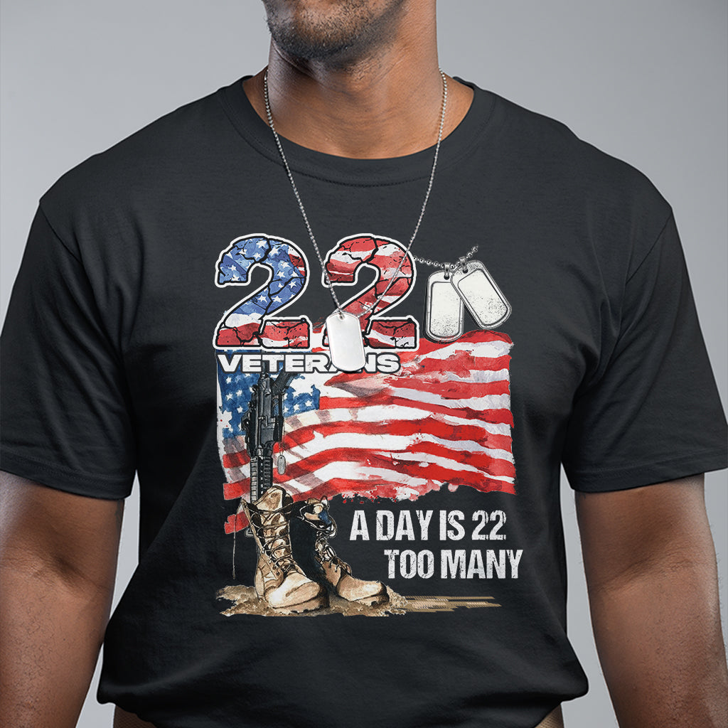 Veteran Suicide Awareness T Shirt 22 Veterans A Day Too Many PTSD TS09 Black Printyourwear